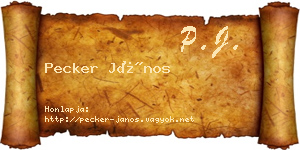 Pecker János névjegykártya